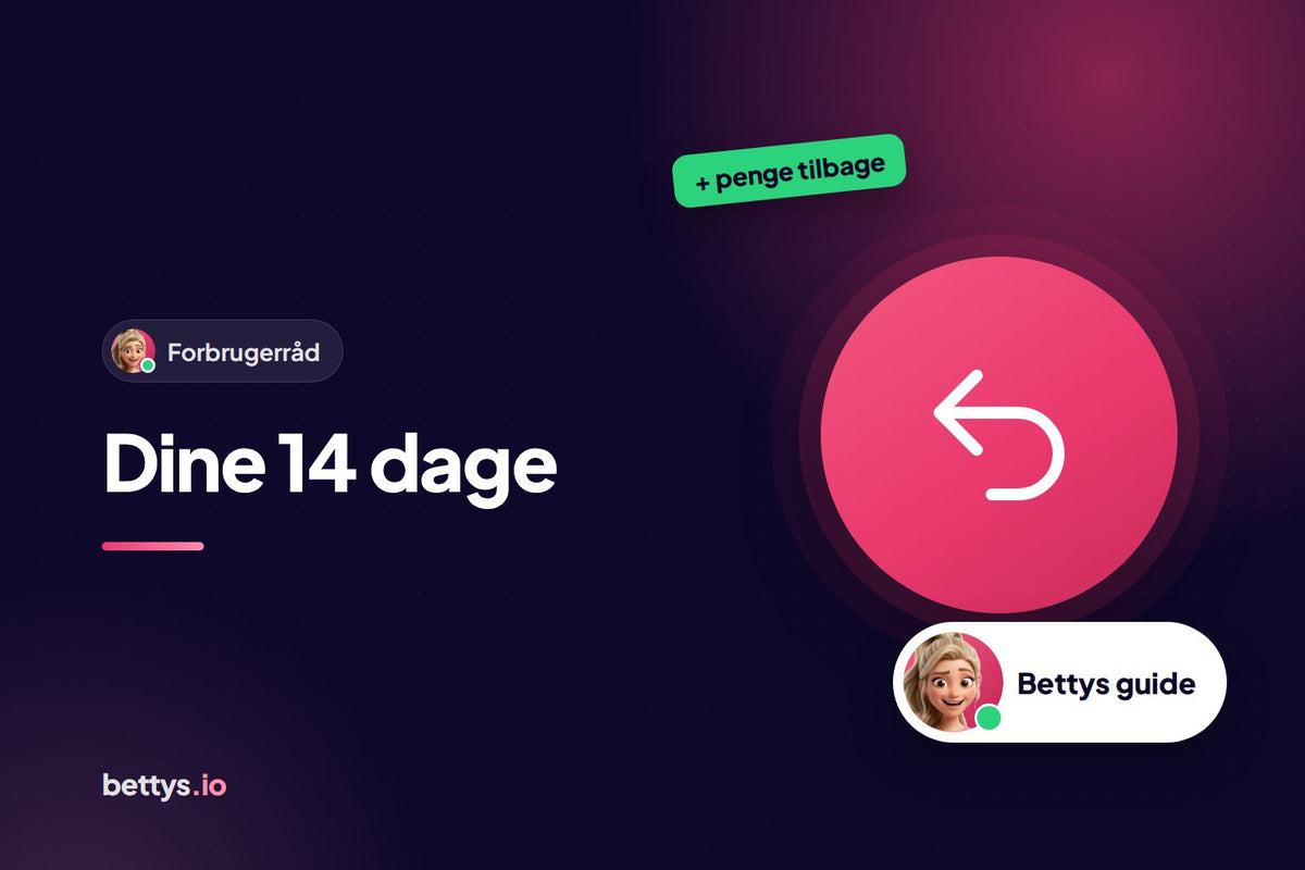 Betty fra Bettys med en pil, der peger tilbage og overskriften "Dine 14 dage"