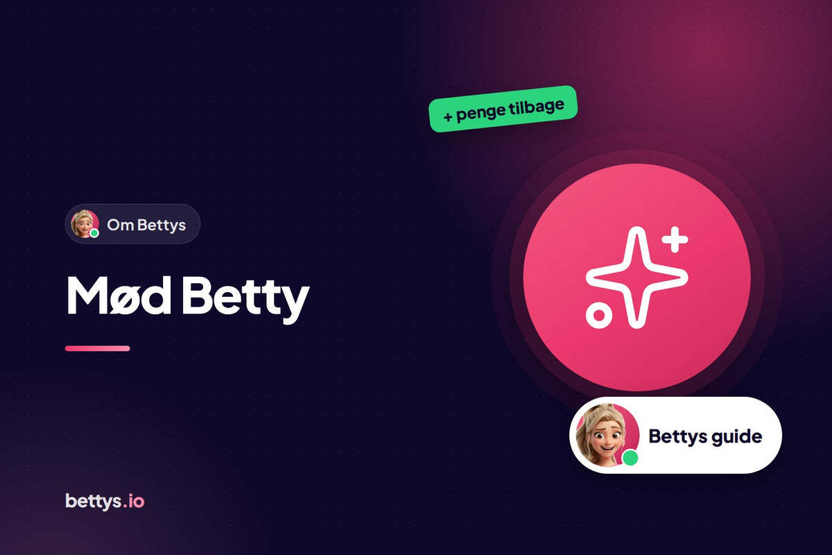 Betty fra Bettys med gnister og overskriften "Mød Betty"