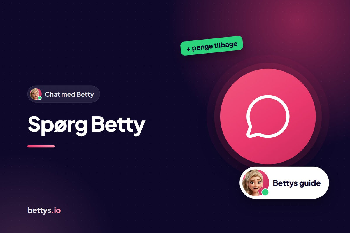 Betty fra Bettys med en taleboble og overskriften "Spørg Betty"